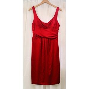 Jones‎ Wear Dress Lined Red Size 8 Ruched Bust Zip and Clasp Closure Silky